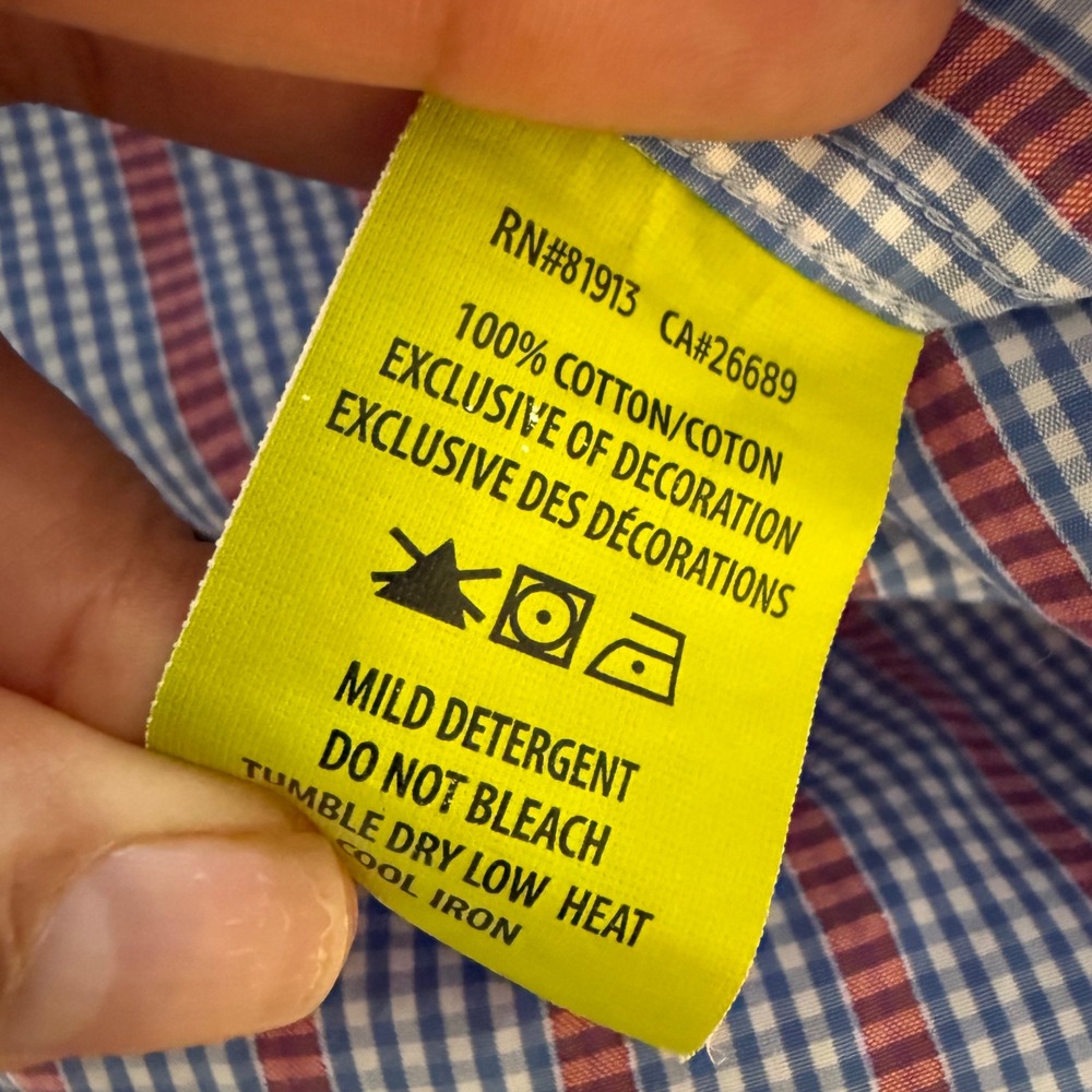 Robert Graham Tailored Fit Striped Gingham Button Down Shirt Mens 2XL Red Blue - Picture 4 of 9